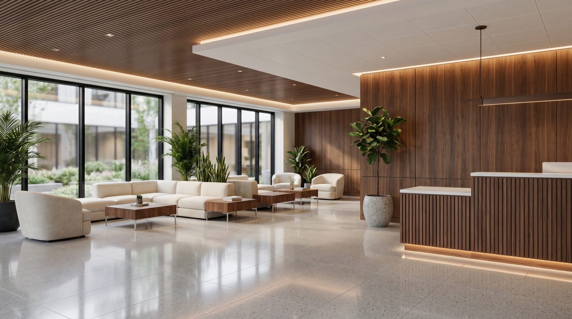 Reception and office interior built by ARK in Delhi and Gurgaon